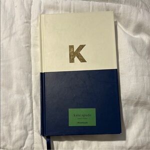 Kate Spade Cream and Navy Notebook with Gold Initial